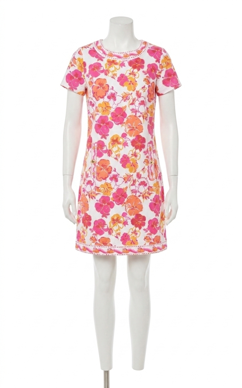 NEW LILLY PULITZER linnea shift dress in resort white pansy fansy engineered